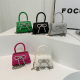 Simple Casual Bowknot New Fashion Korean Chain Personality Hand-carrying Crossbody Shoulder Small Square Bag