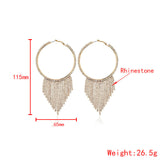 Women's Fashion Tassel Rhinestone Claw Chain Full Diamond Earrings