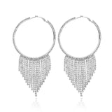 Women's Fashion Tassel Rhinestone Claw Chain Full Diamond Earrings
