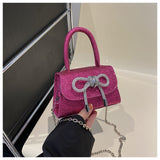 Simple Casual Bowknot New Fashion Korean Chain Personality Hand-carrying Crossbody Shoulder Small Square Bag