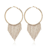 Women's Fashion Tassel Rhinestone Claw Chain Full Diamond Earrings