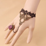 Fashion Accessories White Lace Crystal Women's Wrist Bracelet Ring One Hand Jewelry