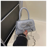 Simple Casual Bowknot New Fashion Korean Chain Personality Hand-carrying Crossbody Shoulder Small Square Bag