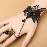 Fashion Accessories White Lace Crystal Women's Wrist Bracelet Ring One Hand Jewelry