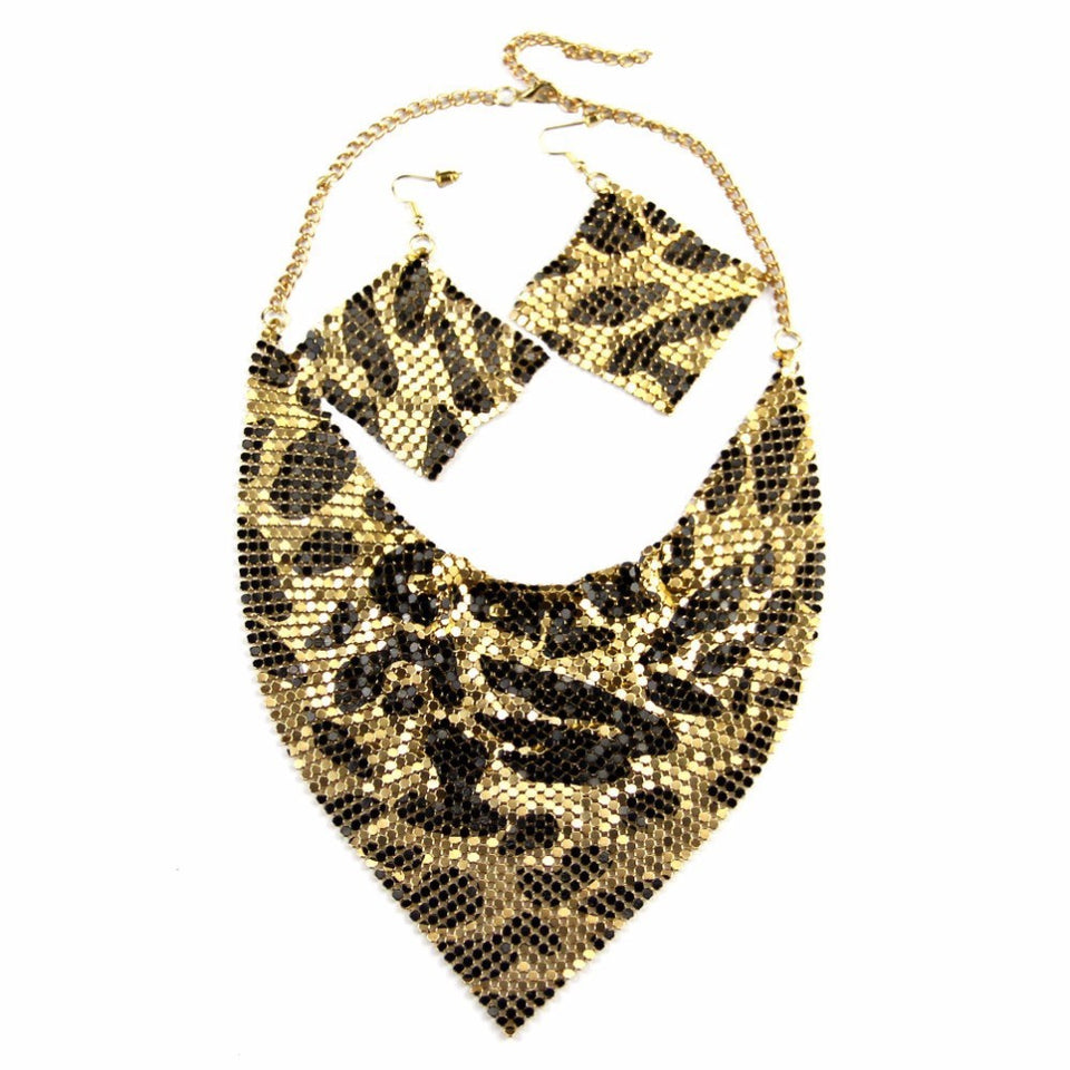 Metal plate necklace necklace earrings