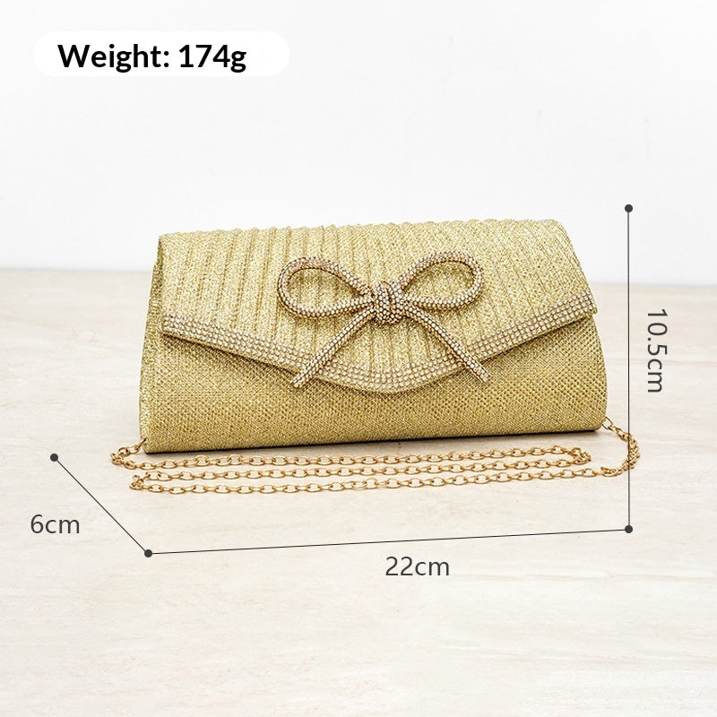 European And American Exquisite Full Diamond Bow Handbag