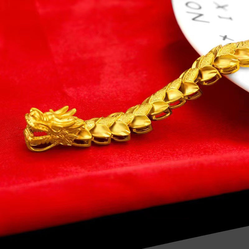 Domineering Dragon Placer Gold Bracelet Men's Paperback Buckle