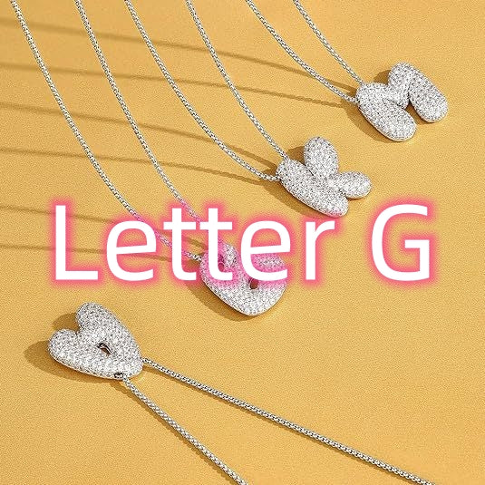 Brass Zircon Balloon English Letter Necklace