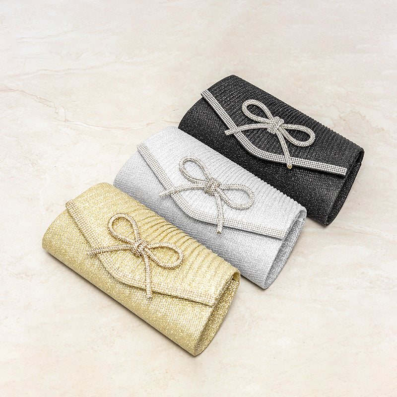 European And American Exquisite Full Diamond Bow Handbag