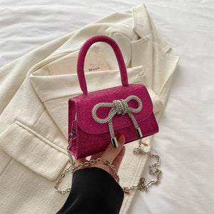 Simple Casual Bowknot New Fashion Korean Chain Personality Hand-carrying Crossbody Shoulder Small Square Bag