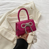 Simple Casual Bowknot New Fashion Korean Chain Personality Hand-carrying Crossbody Shoulder Small Square Bag