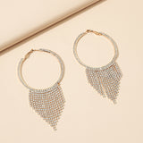 Women's Fashion Tassel Rhinestone Claw Chain Full Diamond Earrings