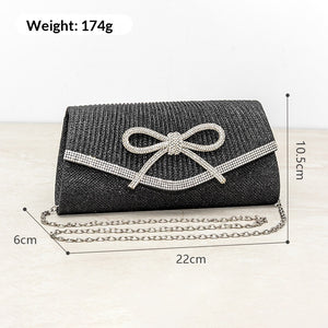 European And American Exquisite Full Diamond Bow Handbag