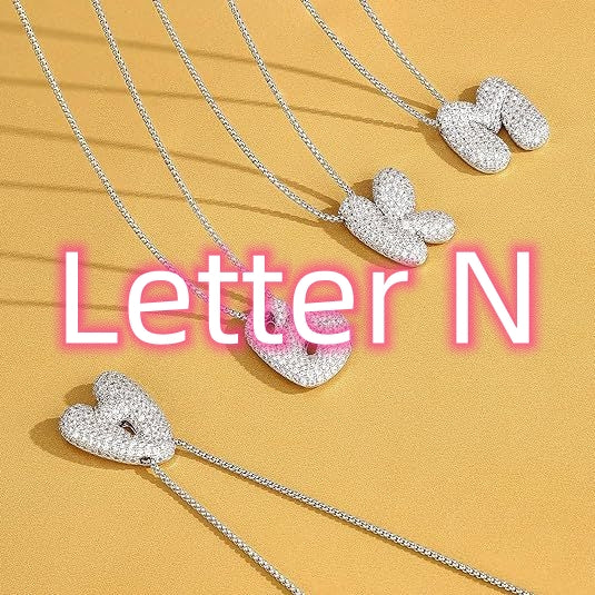 Brass Zircon Balloon English Letter Necklace