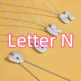 Brass Zircon Balloon English Letter Necklace