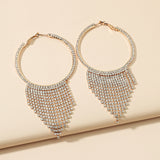 Women's Fashion Tassel Rhinestone Claw Chain Full Diamond Earrings