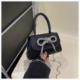 Simple Casual Bowknot New Fashion Korean Chain Personality Hand-carrying Crossbody Shoulder Small Square Bag