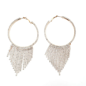 Women's Fashion Tassel Rhinestone Claw Chain Full Diamond Earrings