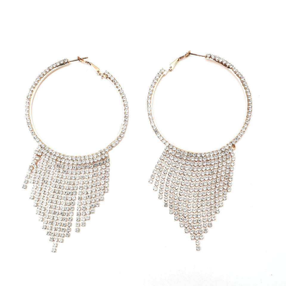 Women's Fashion Tassel Rhinestone Claw Chain Full Diamond Earrings